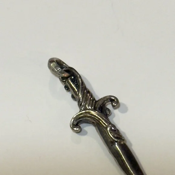 David Yurman Sterling Silver Dagger Pendant with Black Diamonds - Picture 4 of 4